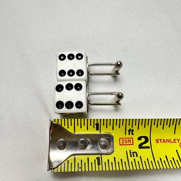 White Dice Cuff Links - Picture 3 of 4
